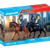 2 policiers cavaliers avec leurs chevaux PLAYMOBIL City action 71877