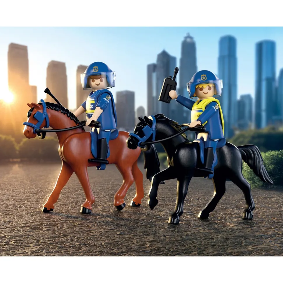 2 policiers cavaliers avec leurs chevaux PLAYMOBIL City action 71877