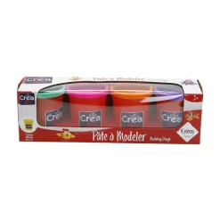 4 pots de pâte à modeler couleurs vives