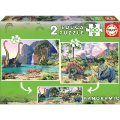 2 Puzzles 100 Pièces - Monde Des Dinos