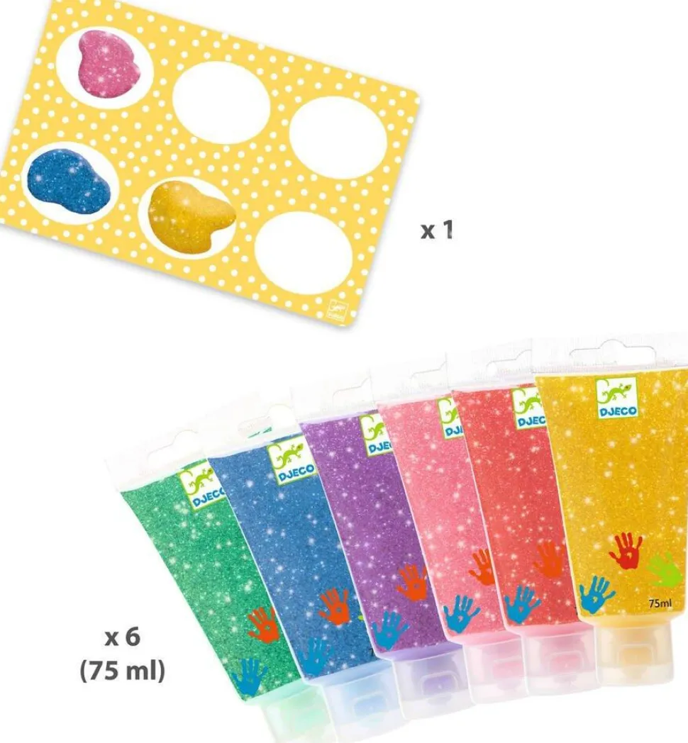 6 Tubes De Peinture À Doigts Pailletées