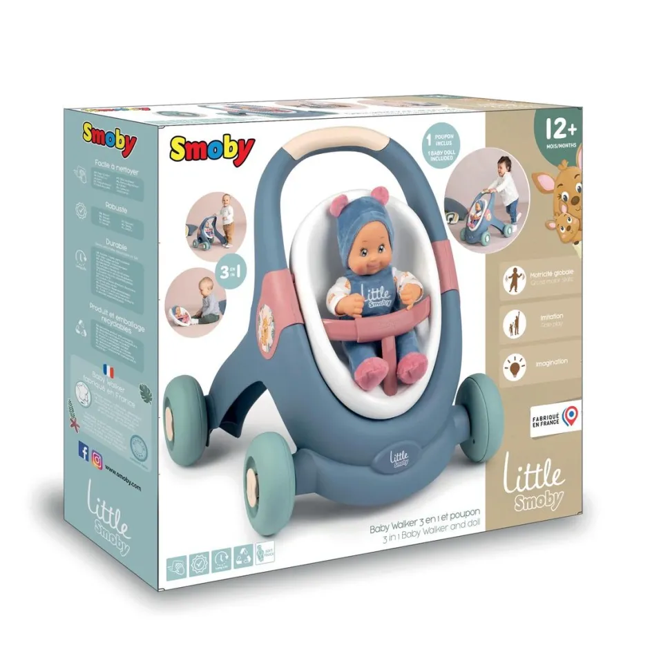 Baby Walker 3 en 1 et poupon Little Smoby