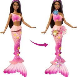 Barbie Sirène fleurs magique brune