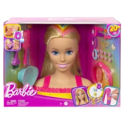 Barbie Ultra chevelure - Tête à coiffer blonde mèches arc-en-ciel