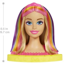 Barbie Ultra chevelure - Tête à coiffer blonde mèches arc-en-ciel