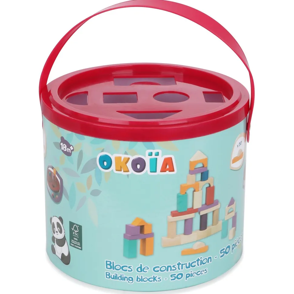 Bloc de construction 50 pièces en bois