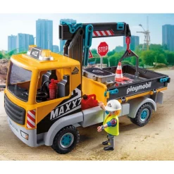Camion grue avec ouvrier & accessoires Playmobil Action Heroes 71750