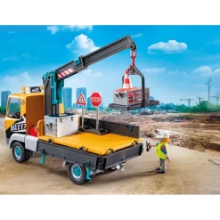 Camion grue avec ouvrier & accessoires Playmobil Action Heroes 71750