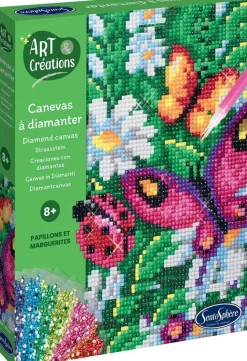 Canevas à diamanter papillon et marguerites - Art et créations