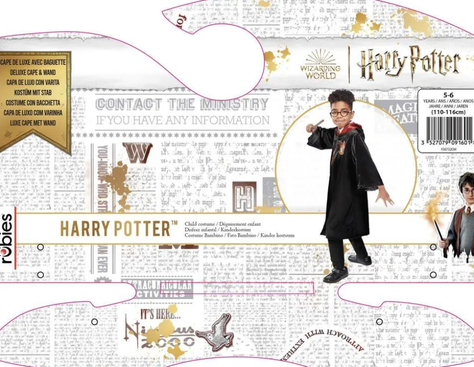 Cape Luxe et baguette Harry Potter - Taille 5-6 ans