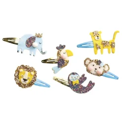 Coffret 6 barrettes pailletées à créer Animaux exotiques