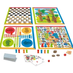 Coffret 4 jeux de société et jeu de cartes Jeujura
