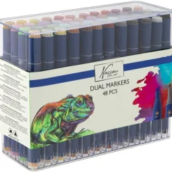 Coffret 48 marqueurs doubles pointes