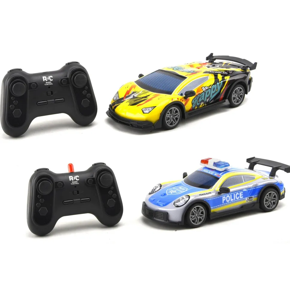 Coffret 2 véhicules radiocommandés course poursuite Police VS Voleur