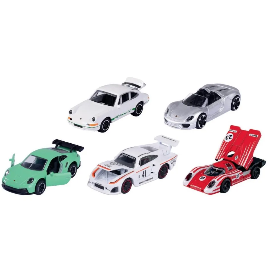 Coffret 5 voitures Porsche racing et Pit stop
