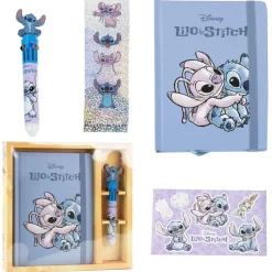 Coffret Carnet, autocollants et Stylo Stitch et Angel