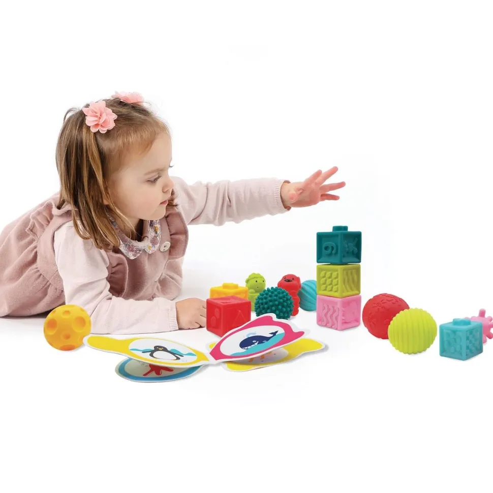Coffret d'éveil - livres + cubes + balles