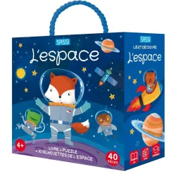 Coffret Qbox puzzle 40 pièces et livre : l'espace