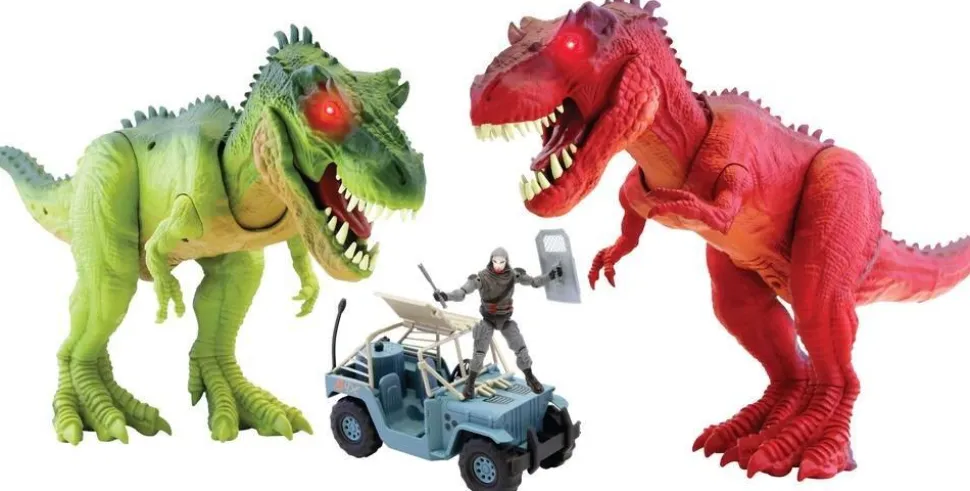 Combat De Dinosaures T Rex Articulés Avec Effets Sonores Et Lumineux