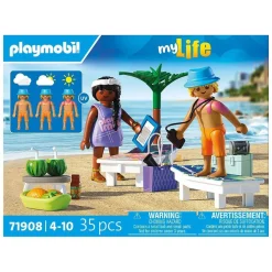 Couple vacanciers à la plage et transats Playmobil My Life 71908