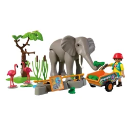 Eléphant et soigneur animalier Playmobil Animal & Friends 72068