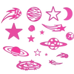 Etoiles et planètes phosphorescentes roses 200 pièces