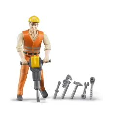 Figurine ouvrier de chantier avec accessoires