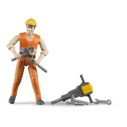 Figurine ouvrier de chantier avec accessoires