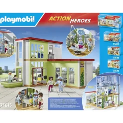 Hôpital aménagé avec toit végétal Playmobil Action Heroes 71615