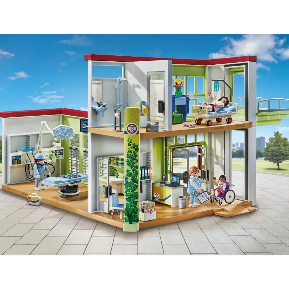 Hôpital aménagé avec toit végétal Playmobil Action Heroes 71615