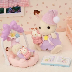 Le coucher des sœurs lapin chocolat Sylvanian families 5806