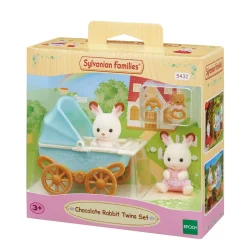 Les Jumeaux lapin chocolat et poussette double - Sylvanian Families 5432