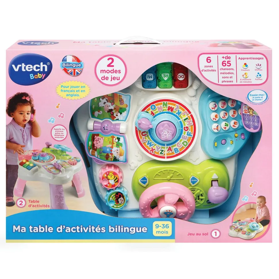 Ma table d'activités bilingue rose
