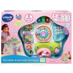 Ma table d'activités bilingue rose
