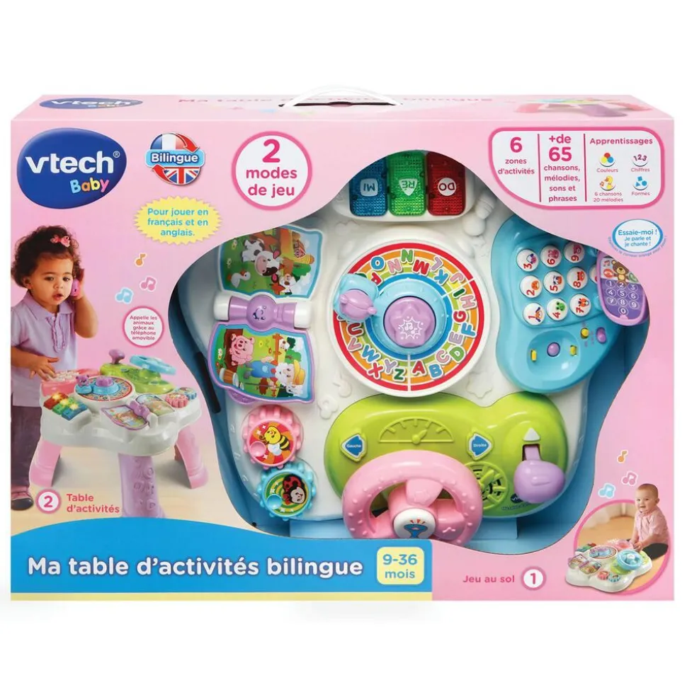 Ma table d'activités bilingue rose
