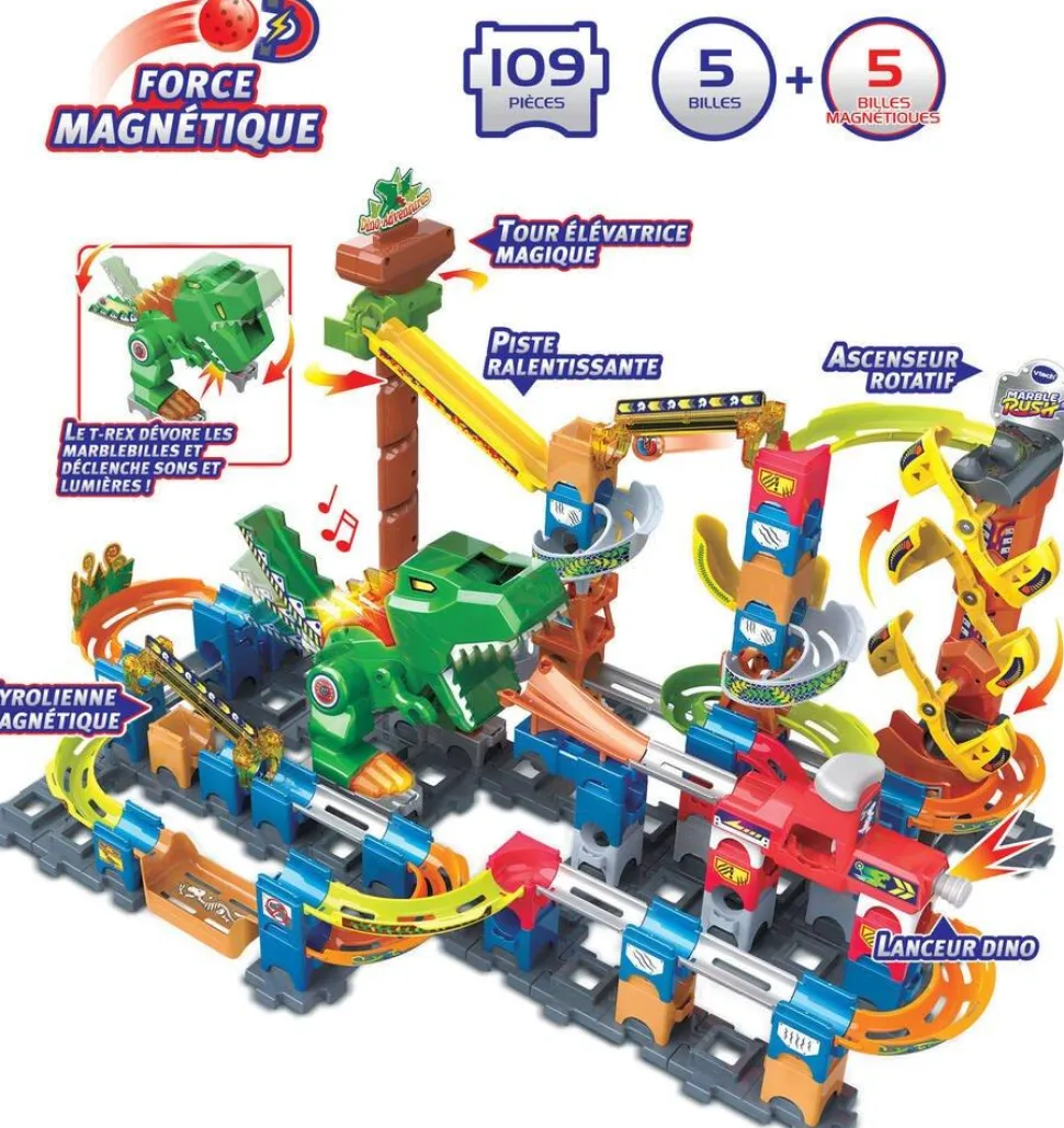 Marble Rush - Dino adventures - Ensemble Magnétique