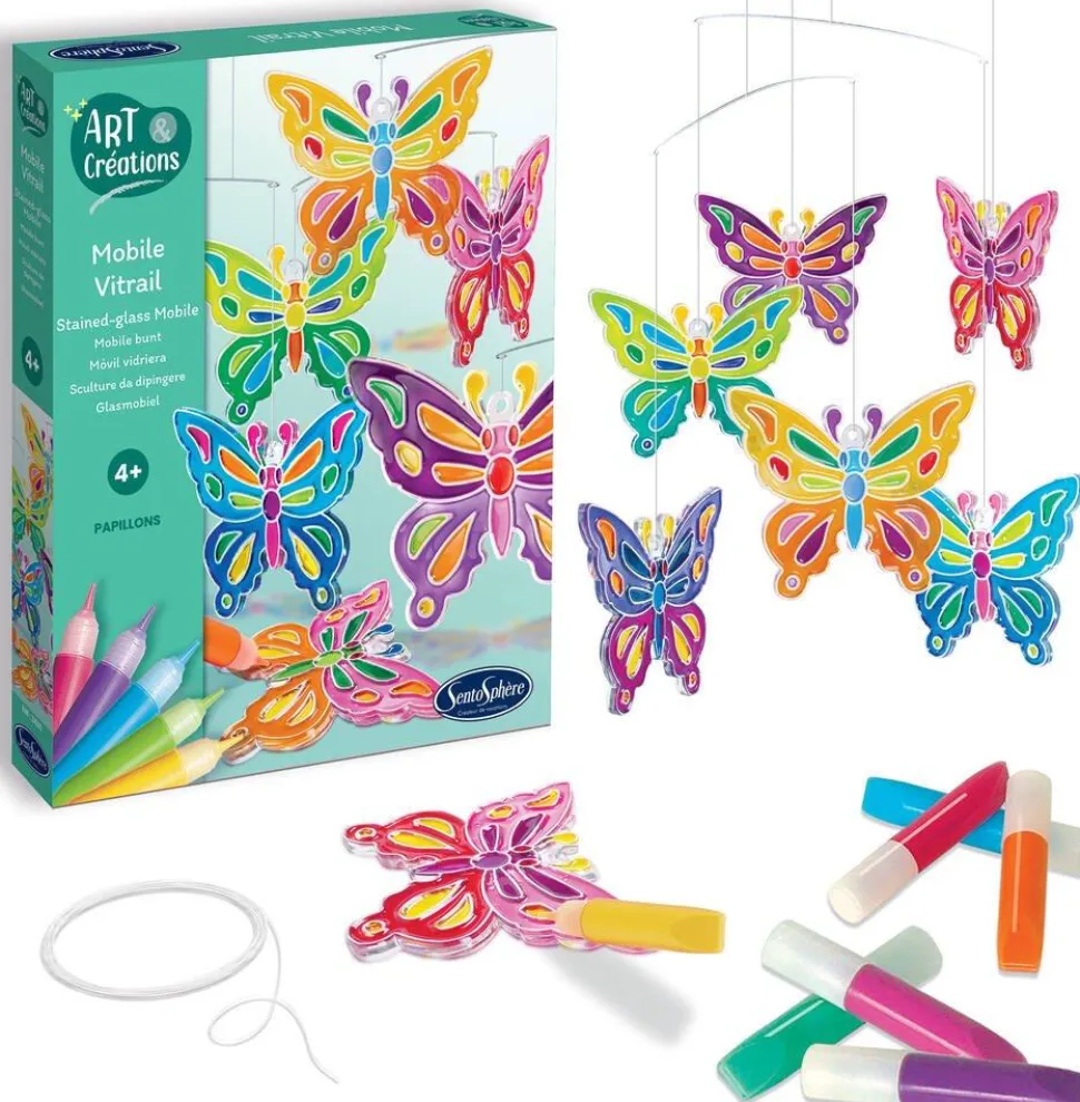 Mobile Vitrail Papillons - Création D'art