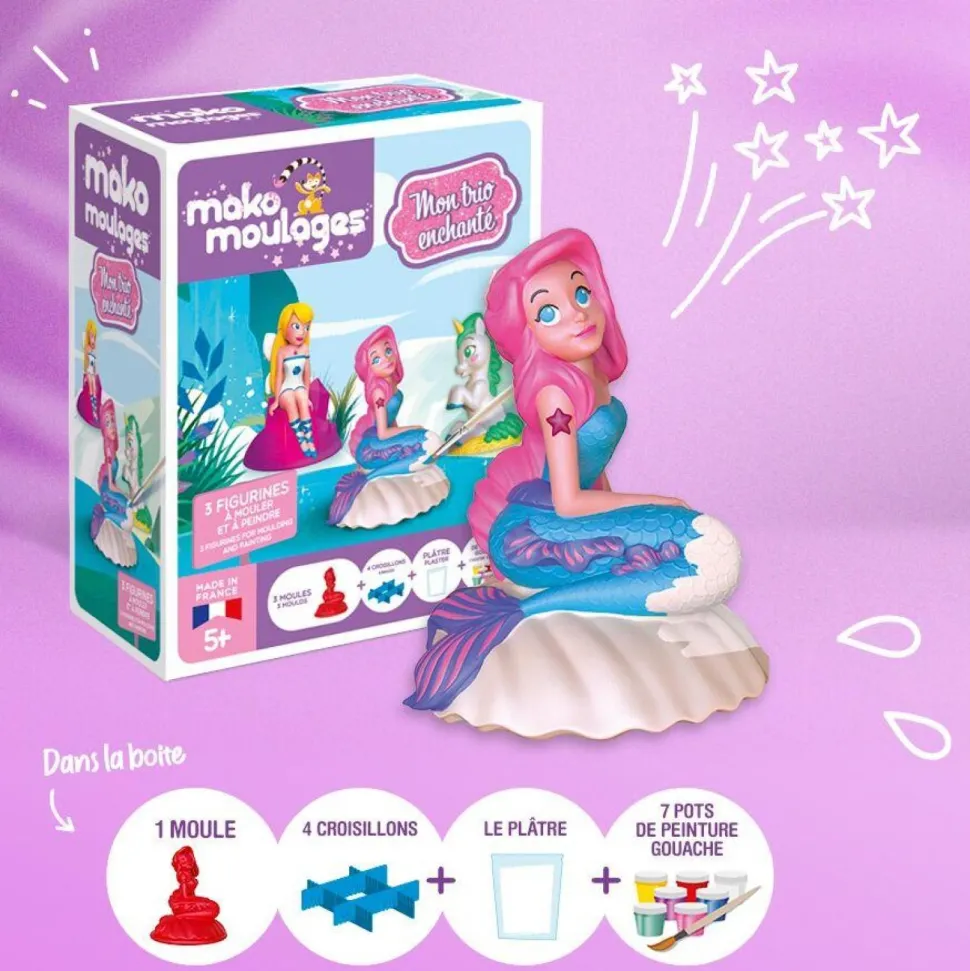 Mon trio enchanté - fée, sirène et licorne Mako Moulages