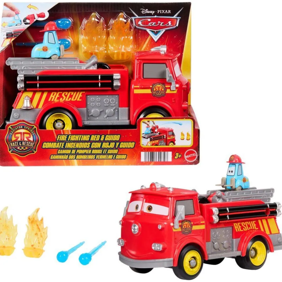 Pack Camion de pompier rouge et Guido - Cars