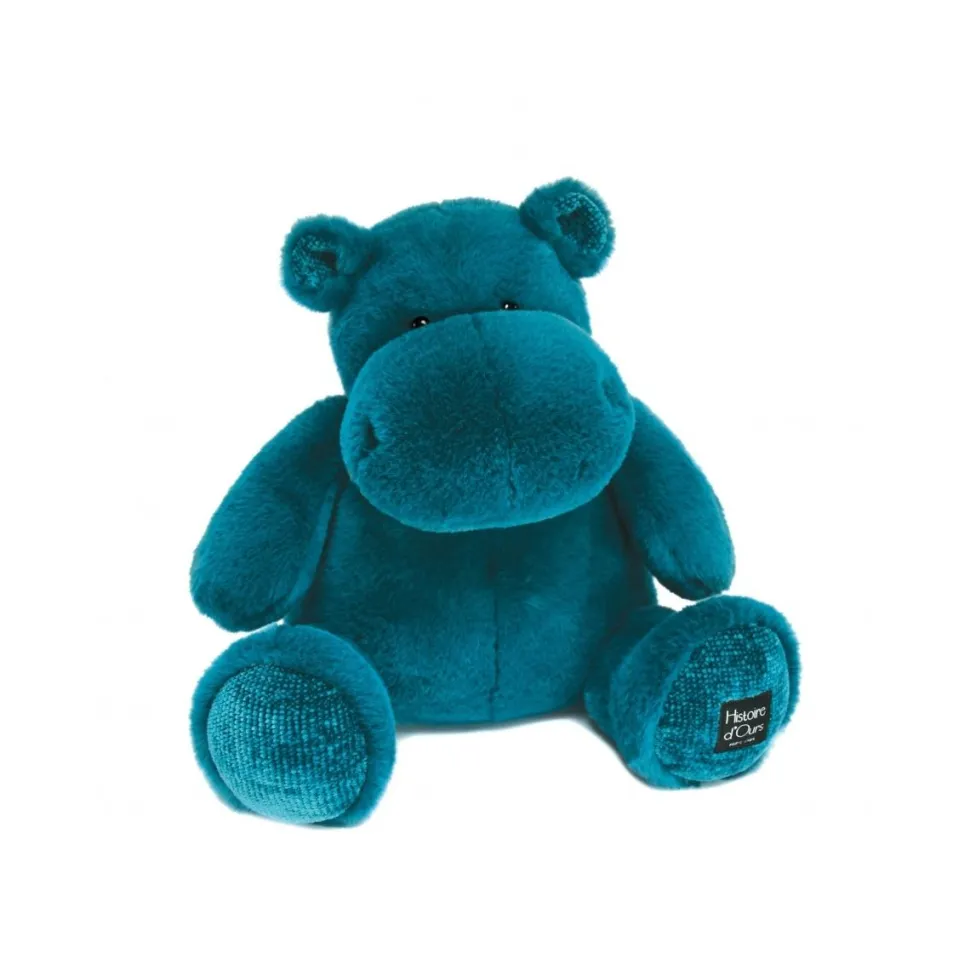 Peluche Hippopotame Hip'Cool Bleu Canard 40 cm