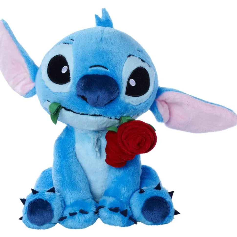 Peluche Stitch 25 cm avec rose
