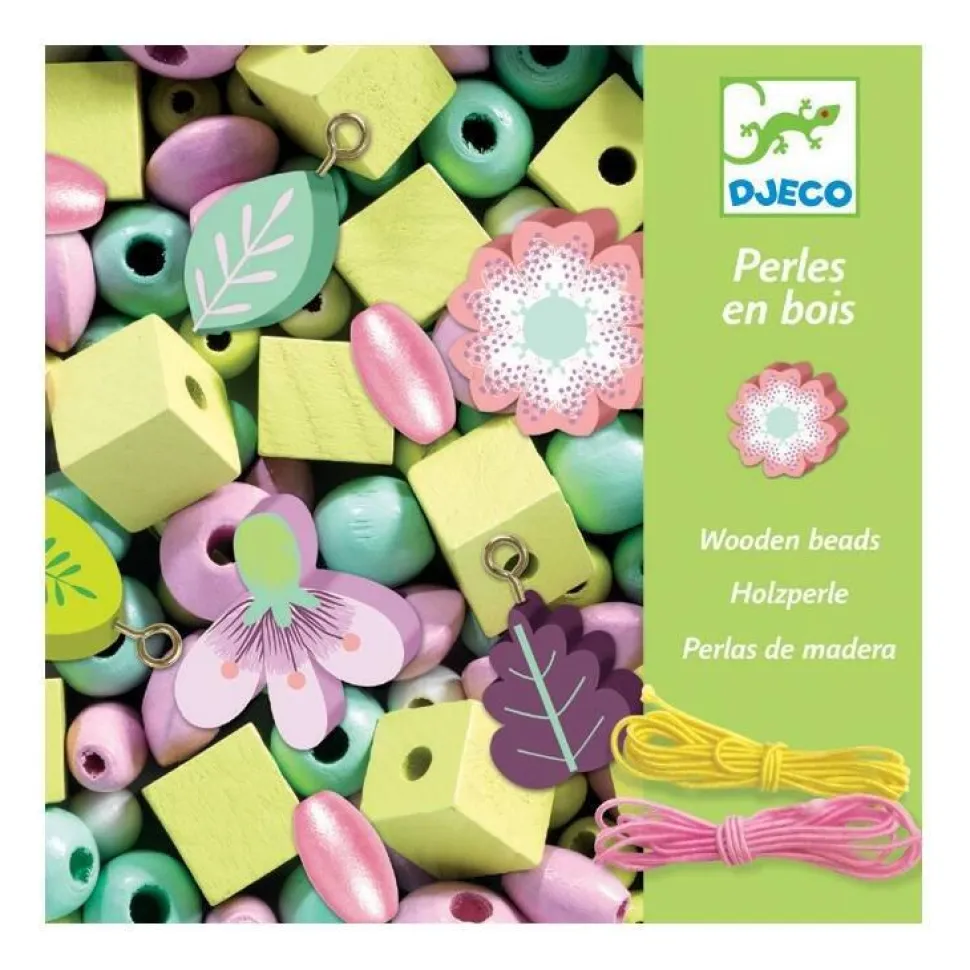 Perles En Bois, Thème Feuilles Et Fleurs, Marque Djeco