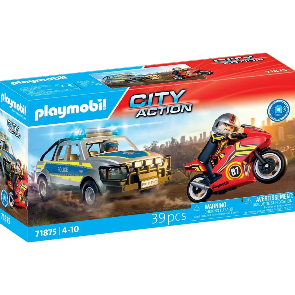 Pick-up de police, moto & 2 personnages PLAYMOBIL City action 71875