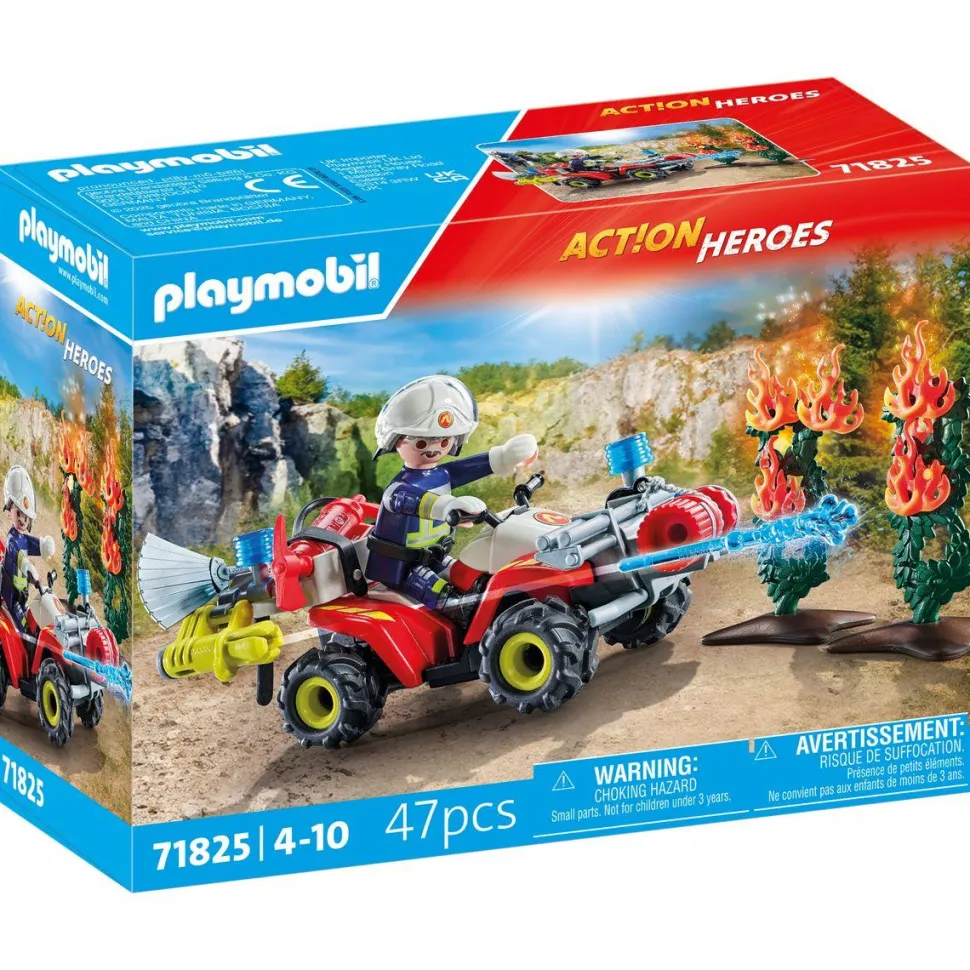 Pompier avec quad et arbustes enflammés PLAYMOBIL ACTION HEROES 71825