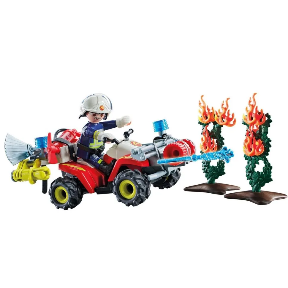 Pompier avec quad et arbustes enflammés PLAYMOBIL ACTION HEROES 71825