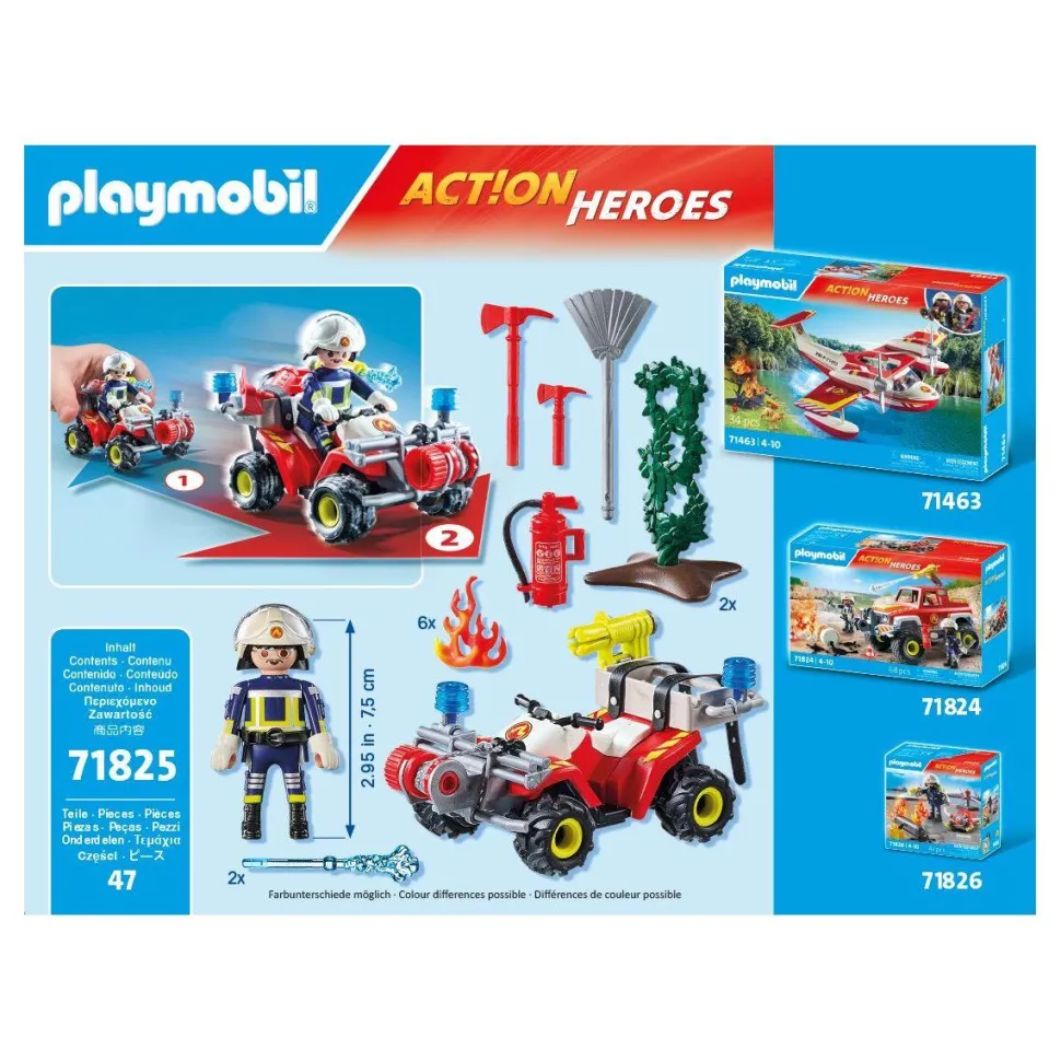 Pompier avec quad et arbustes enflammés PLAYMOBIL ACTION HEROES 71825