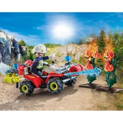 Pompier avec quad et arbustes enflammés PLAYMOBIL ACTION HEROES 71825
