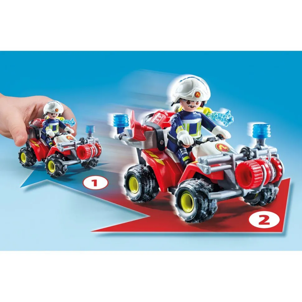 Pompier avec quad et arbustes enflammés PLAYMOBIL ACTION HEROES 71825