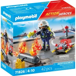 Pompier pompe à eau et réservoir enflammé PLAYMOBIL ACTION HEROES 71826