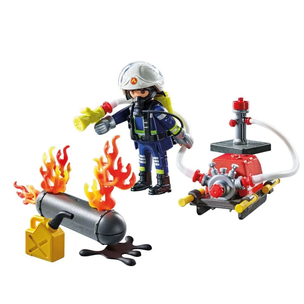 Pompier pompe à eau et réservoir enflammé PLAYMOBIL ACTION HEROES 71826